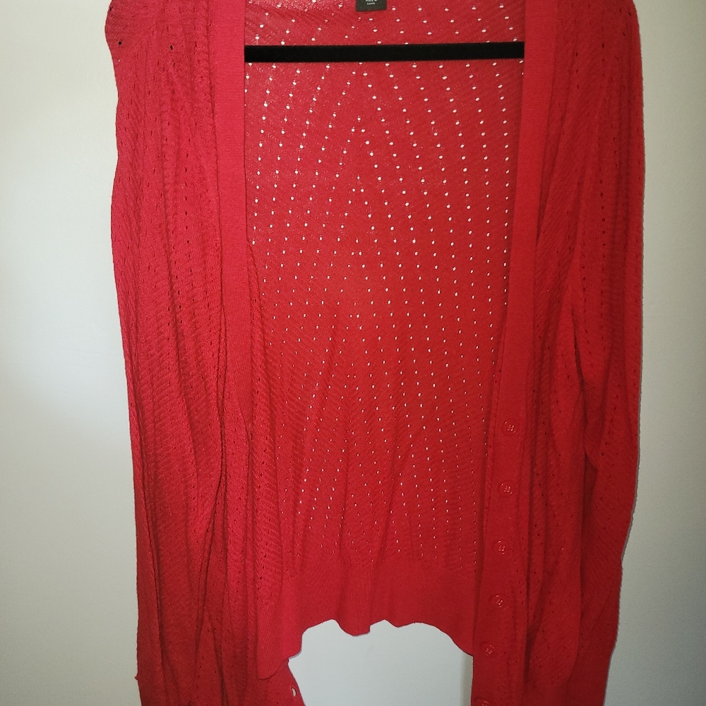 Red cardigan